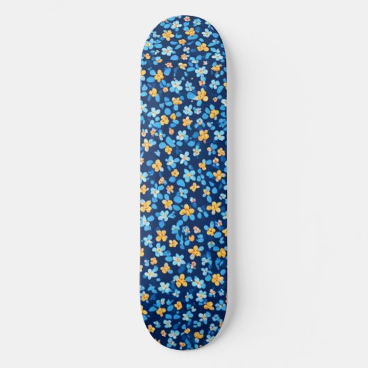 Blauwe kleine bloemen patroon persoonlijk skateboard (Voorkant)