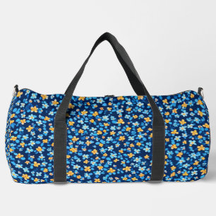 Blauwe kleine bloemen patroon plunjezak