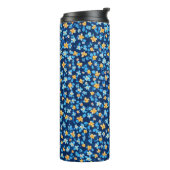 Blauwe kleine bloemen patroon thermosbeker (Gedraaid links)