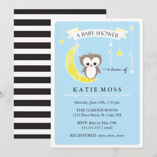 Blauwe kleine boomgaard | Uitnodiging tot Baby sho (Voorkant / Achterkant)