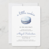 Blauwe Kleine Cookie Macaron QR Code Jongen Baby S Kaart (Voorkant)