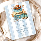 Blauwe Kleine Cowboy Moderne Westerse Baby Shower Kaart