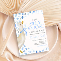 Blauwe Kleine Dwaas Gans Baby Shower