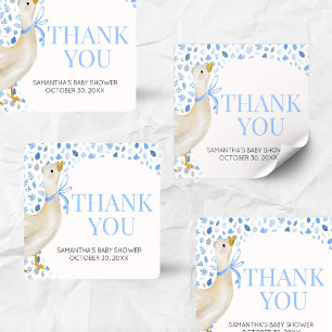 Blauwe Kleine Dwaze Gans Baby Shower Vierkante Sticker