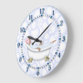 Blauwe kleine getallen Bathroom Bubbles Grote Klok (Hoek)