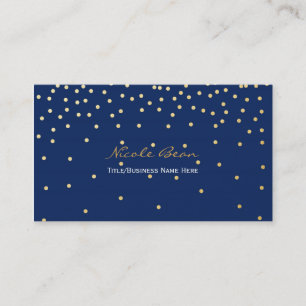 Blauwe Kleine Gouden Folie Confetti Stippen Visite Visitekaartje