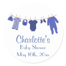 Blauwe Kleine Kleding Baby shower Stickers