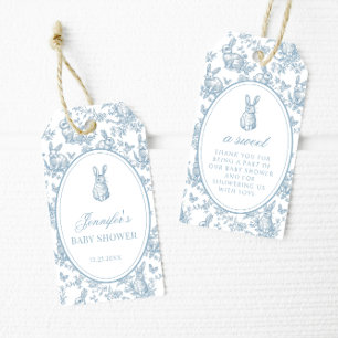 Blauwe Kleine Konijn Baby Shower Bedankt Favoriet  Cadeaulabel