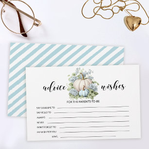 Blauwe kleine pompoen baby shower advies wenskaart briefpapier