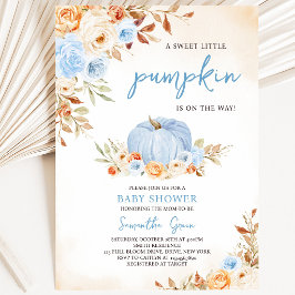 Blauwe Kleine Pompoen Baby Shower Kaart