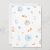 Blauwe Kleine Pompoen Herfst Baby Shower Kaart (Achterkant)