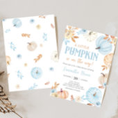 Blauwe Kleine Pompoen Herfst Baby Shower Kaart