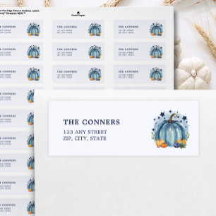 Blauwe Kleine Pompoen Jongen Baby Shower Retouradr Etiket