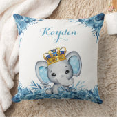 Blauwe kleine prins Floral Elephant Baby Kussen (Deken)