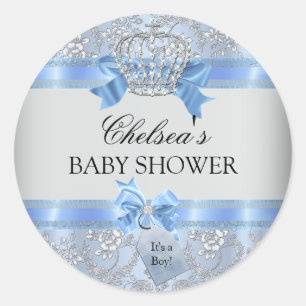 Blauwe Kleine Prins Kroon Baby Shower Sticker