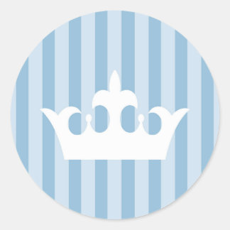 Blauwe kleine prinsessenkroonstripe Baby Ronde Sticker