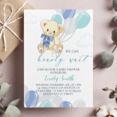 Blauwe Kleine Teddybeer Baby shower Uitnodiging