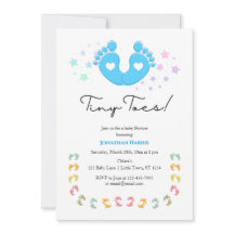 Blauwe Kleine Teentjes Baby Shower Uitnodiging