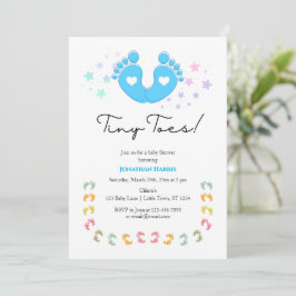 Blauwe Kleine Teentjes Baby Shower Uitnodiging