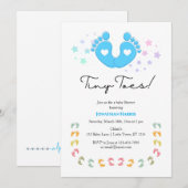 Blauwe Kleine Teentjes Baby Shower Uitnodiging (Voorkant / Achterkant)