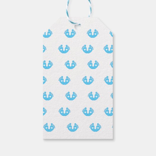 Blauwe kleine tenen cadeaulabel (Achterkant)