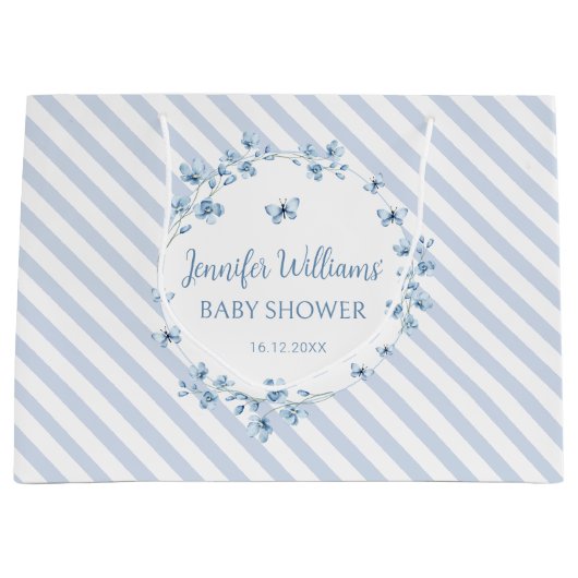 Blauwe kleine vlinder baby jongen douche cadeau ta groot cadeauzakje (Voorkant)