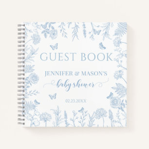 Blauwe kleine vlinder baby jongen douche gastenboe notitieboek