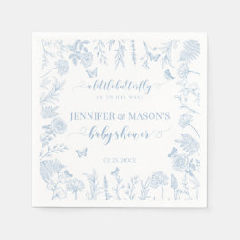 Blauwe kleine vlinder elegante baby jongen douche servet