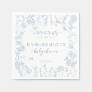 Blauwe kleine vlinder elegante baby jongen douche servet