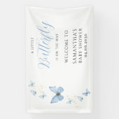 Blauwe Kleine Vlinder Jongens Baby Shower Spandoek (Verticaal)