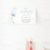 Blauwe Kleine Vlinder Jongens Baby Shower Spandoek (Insitu)