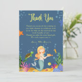 Blauwe kleine zeemeermin - Bedankt kaarten (Staand voorkant)