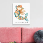 Blauwe kleine zeemeermin canvas afdruk (Insitu (Woonkamer))
