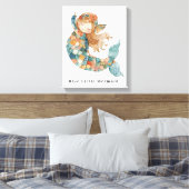 Blauwe kleine zeemeermin canvas afdruk (Insitu (Slaapkamer))