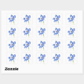 Blauwe klematisbloem vierkante sticker (Vel)