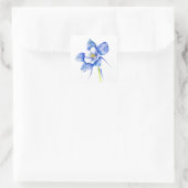 Blauwe klematisbloem vierkante sticker (Tas)