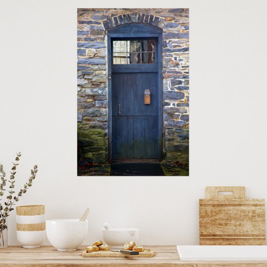 Blauwe klepafdruk poster (Keuken)