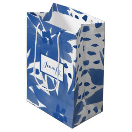 Blauwe kleur Aangepaste Floral Design Gift Bag Medium Cadeauzakje
