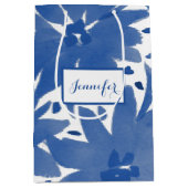 Blauwe kleur Aangepaste Floral Design Gift Bag Medium Cadeauzakje (Voorkant)