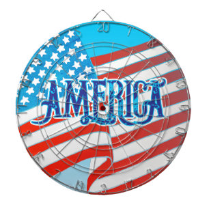 Blauwe Kleur AMERIKA Vintage Grunge Tekst VS Vlag Dartbord