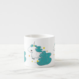 Blauwe kleur cartoon eenhoorns met sterren baby mo espresso kop