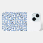 Blauwe kleur doodle ontwerp achterklep Case-Mate iPhone case (Achterkant (horizontaal))