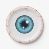 Blauwe Kleur Eyeball Halloween Bloodshot Eyeball Papieren Bordje (Voorkant)