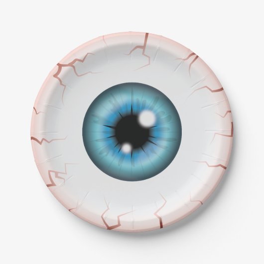Blauwe Kleur Eyeball Halloween Bloodshot Eyeball Papieren Bordje (Voorkant)