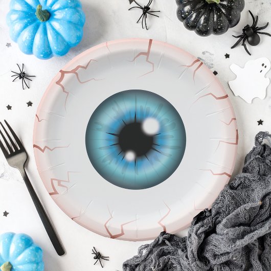 Blauwe Kleur Eyeball Halloween Bloodshot Eyeball Papieren Bordje