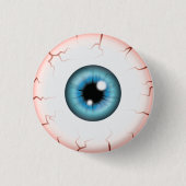 Blauwe Kleur Eyeball Halloween Bloodshot Eyeball Ronde Button 3,2 Cm (Voorkant)