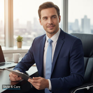 Blauwe kleur Gestreept Formeel Stropdas