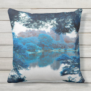 Blauwe kleur is cool, unieke natuur, meer buitenkussen
