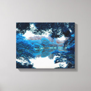 Blauwe kleur is cool, unieke natuur, meer canvas afdruk