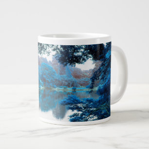 Blauwe kleur is cool, unieke natuur, meer grote koffiekop